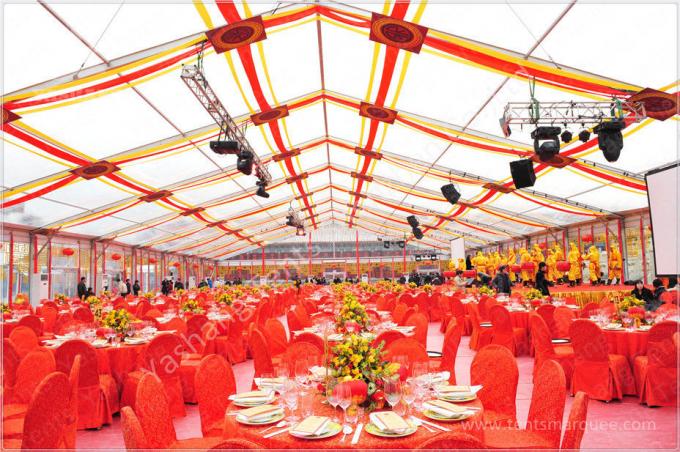 300 People Luxury Wedding Tents Rentals Aluminium Frame Marquee With Pink White Lining Decoration