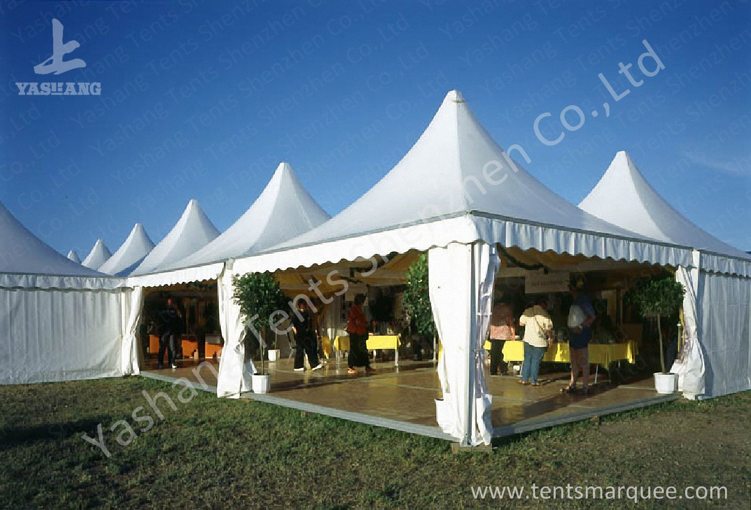Weather and Fire Resistant Array Pagoda Fabric White Luxury Outdoor Canopy High Peak Aluminum Tent