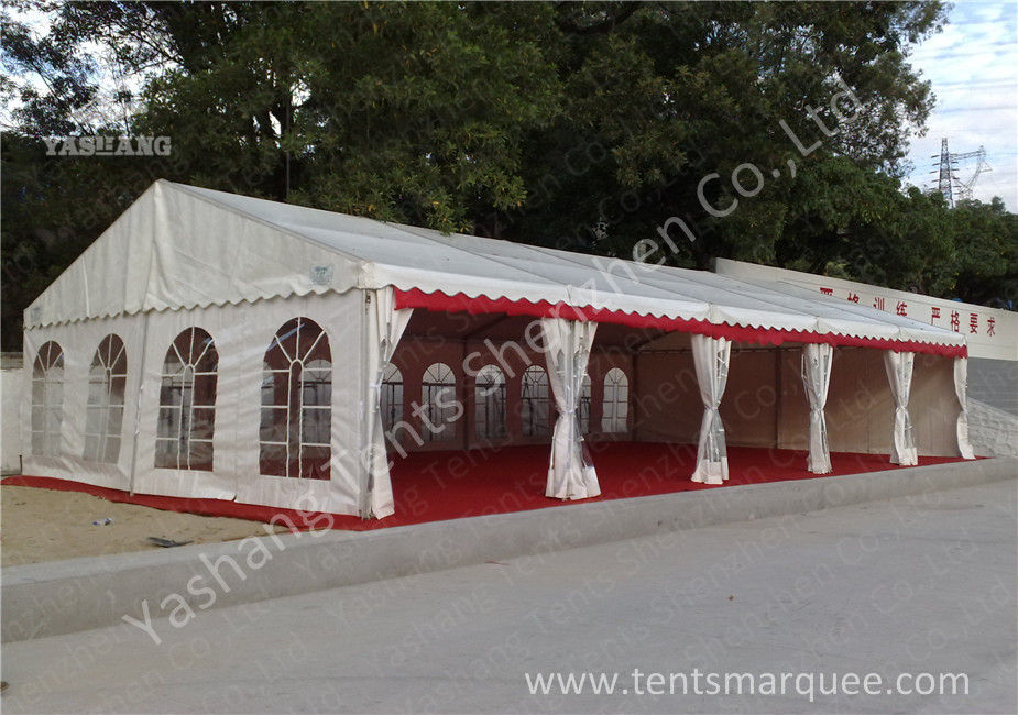 Out side White PVC Cover Aluminum Frame Clear Span Tent with Red Carpet