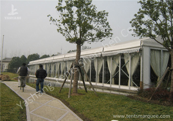 Transparentes Glaswand-Aluminiumprofil-Hochzeits-Ereignis-Zelt, weiße Dach-Futter-Dekoration